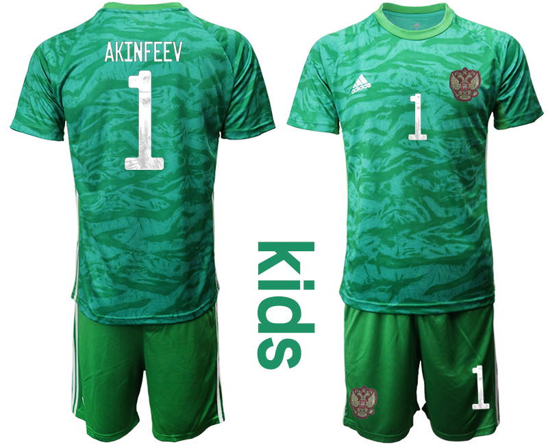 Cheap 2021 European Cup Russia green Youth goalkeeper 1 soccer jerseys